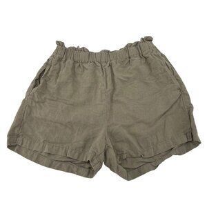 H&M Women's Olive Green linen Cotton Blend High-Waisted Shorts Size 10 inseam 3"